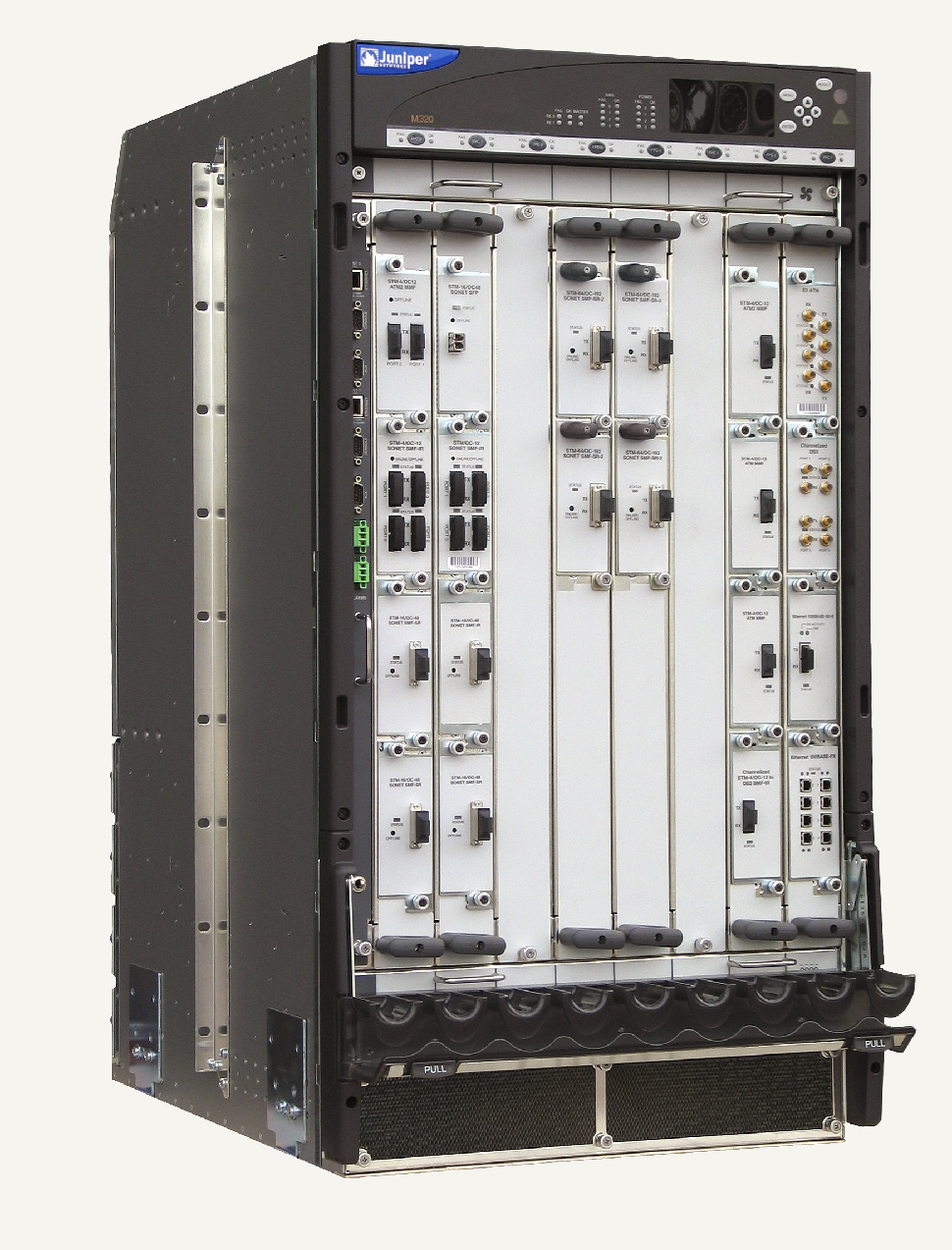 De M320 MSE van Juniper emuleert Frame Relay en ATM verbindingen met behoud van QoS karakteristieken.